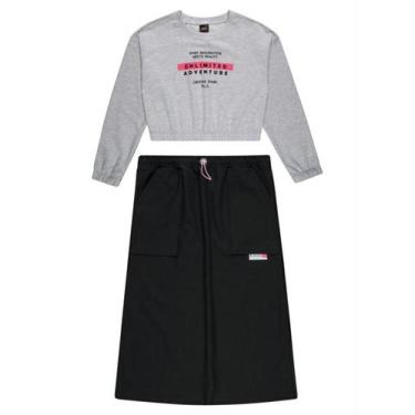 Imagem de Conjunto blusão moletom e saia Midi - Gloss