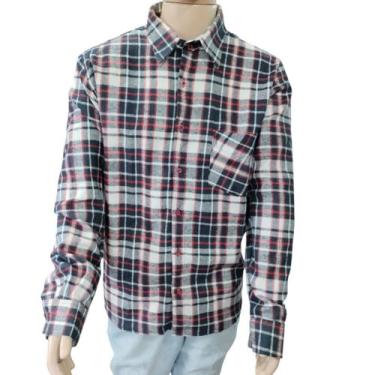 Imagem de Camisa Masculina Flanela Xadrez - Repelique, G, Azul marinho