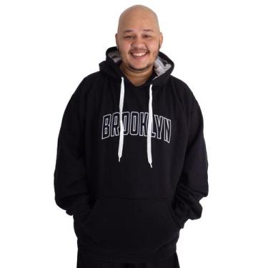 Imagem de Blusa Moletom Masculina Plus Size M10 Dunk Brooklyn, Preto,  G1