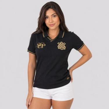 Imagem de Polo Corinthians Logo Feminina Preta - Coimbra, G