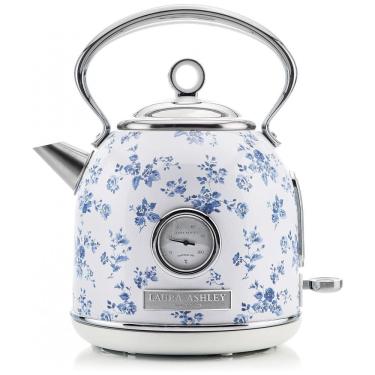 Imagem de Chaleira Elétrica Laura Ashley 1,7L Inox Branco com Estampa Floral China Rose, Termômetro Externo, Filtro Removível