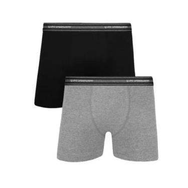 Imagem de Kit Com 2 Cuecas Boxer Algodão Infantil Menino Lupo, Cinza mescla, P
