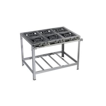 Imagem de Fogão Industrial 6 Bocas Duplas 30x30 Aço Inox Metalmaq