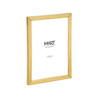 Imagem de Porta Retrato em Metal Vidro 15x20 Dourado Parede Mesa Mart, Dourado