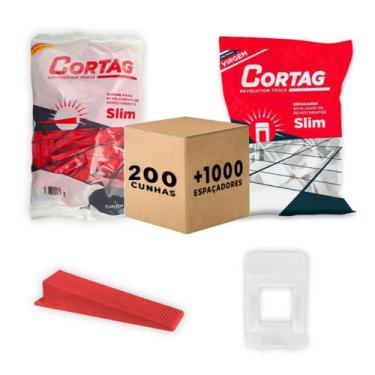 Imagem de Kit Espaçador Nivelador Slim 1000 Pçs e Cunha Nivelamento Slim Cortag 