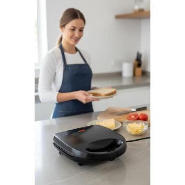 Imagem de 2x Sanduicheira Grill 750W Antiaderente Preta 2 em 1 - Congratulations
