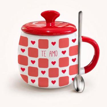 Imagem de Caneca Com Tampa e Colher Açucareiro 420 ml - Allmix