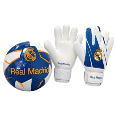 Imagem de Kit Goleiro Real Madrid Bola + Luva De Goleiro - Infantil Tamanho:5Cor