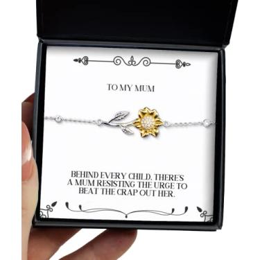 Imagem de SpreadPassion Bracelete de girassol para mãe Gifts for Mom, Behind Every Child, There's A Mum Resisting The Urge To Beat The, Cool Mum Girassol, de Son Daughter