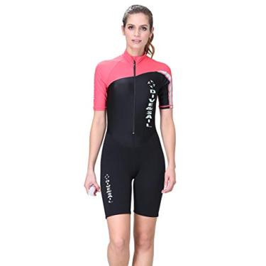 Imagem de Roupa de banho feminina para meninas grandes, secagem rápida, 1,5 mm, proteção solar, proteção contra erupções cutâneas, mergulho, pele M vermelha
