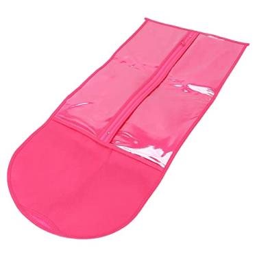 Imagem de Capa porta-peruca, bolsa de armazenamento de peruca grande e conveniente dobrável para o dia a dia em viagens(Rosa vermelha)