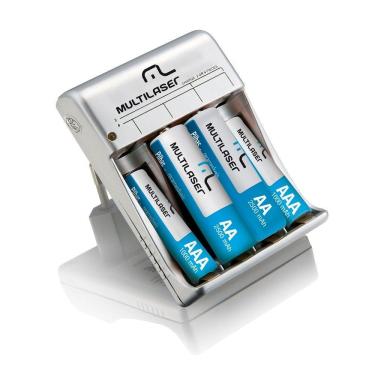 Imagem de carregador de pilhas multilaser AA/AAA + 8 Pilhas AA 2500mAH