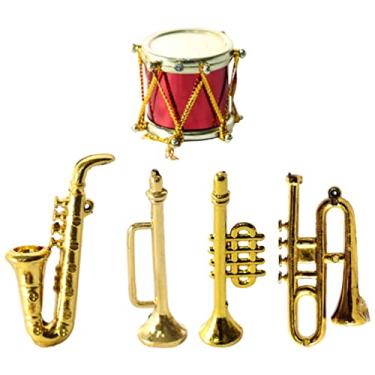 Imagem de Toyvian 1 Conjunto Mini Saxofone Pequenos Instrumentos Musicais Mini Trompete Modelo De Bateria Em Miniatura Enfeite De Tuba Mini Instrumento Musical Mini Bateria Flauta Plástico Clássico