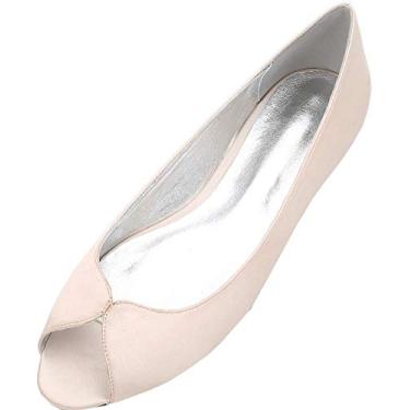 Imagem de Vestido de balé feminino de casamento peep toe sem salto, Champanhe, 9