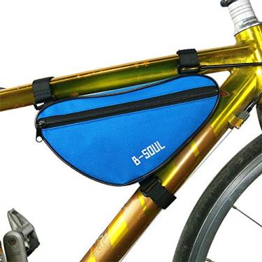 Imagem de AKT Bolsa com moldura para bicicleta de ciclismo para tubo frontal Bolsas triangulares de bicicleta Bolsa para bicicleta Acessórios para equitação, Azul