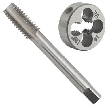 Imagem de Aceteel Conjunto de torneira e matriz UNC HSS 7/16" - 14 UNC HSS para máquina 7/16" x 14 UNC e rosca redonda para matriz à direita