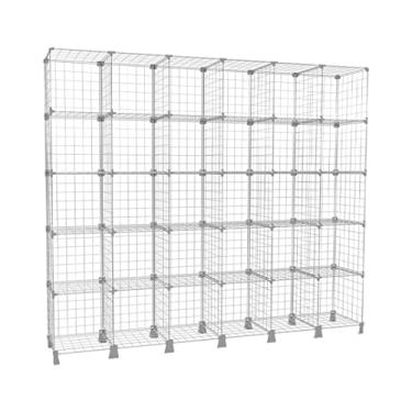 Imagem de Estante Organizadora de Aço Multiuso Colmeia de Loja Estoque 30 Nichos Aramado Prateleira Branco