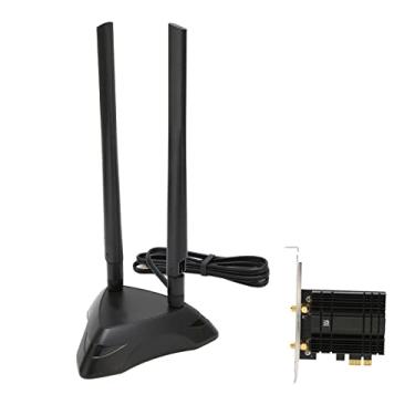 Imagem de Hitoxi Cartão PCIe WiFi 6E, adaptador sem fio PCIe de banda tripla 2,4 GHz 5,8 GHz 6 GHz 5400 Mbps com Bluetooth 5.2, placa de rede adaptador PCIe Express 6 dBi para streaming de jogos PC
