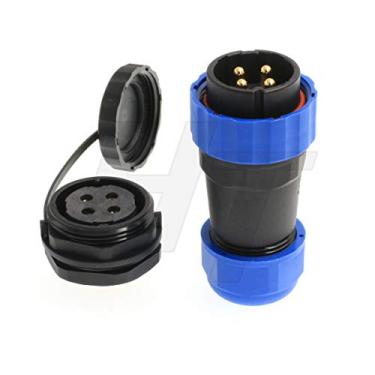 Imagem de HangTon HE29 tomada painel tomada energia industrial à prova d'água IP68 conector circular macho fêmea, 4 pin