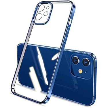 Imagem de HAODEE para Apple iPhone 12 Mini (2020) capa de 5,4 polegadas, capa de telefone de vidro transparente fina à prova de choque capa de proteção contra choque [proteção de tela e câmera] (cor: transparente)
