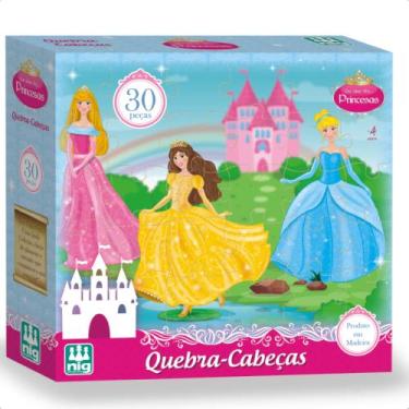 Jogo Quebra Cabeça Princesas 28 Peças Pais & Filhos +4