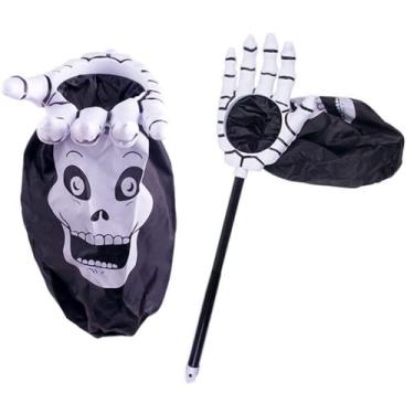 Imagem de Saco de doces ou travessuras de Halloween Saco de doces criativo em forma de palma de mão Adereços de doces de Halloween para crianças Decoração de festa de Halloween (Preto)