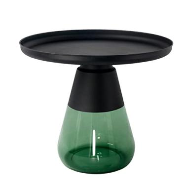 Imagem de Mesa de centro luz nórdica luxo metal vidro mesa de centro redonda simples criativo pequeno apartamento sala de estar Ins estilo mesa lateral mesas de canto (cor: 1)