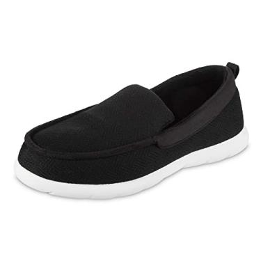 Imagem de isotoner Mens Zenz Slip On Comfy Moccasin Slippers Black 12 Medium (D)