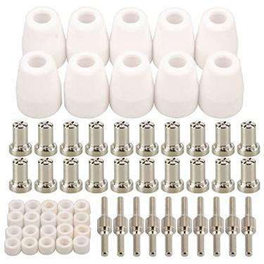 Imagem de 60 peças PT-31 Bocal de corte de plasma de ar estendido niquelado consumíveis de eletrodo serve para CUT-40 CUT-50D CT-312