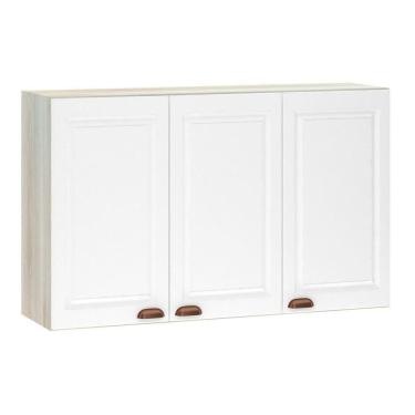 Imagem de Armário Aéreo 120 Cm 3 Portas Legno Crema Com Branco Pet
