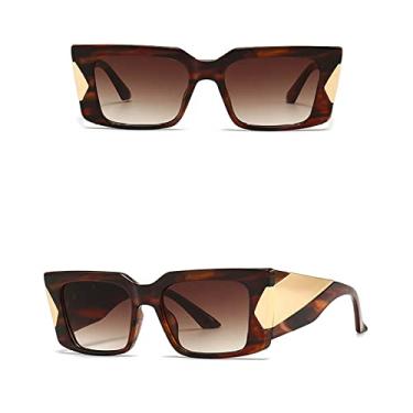 Imagem de Óculos de sol femininos vintage tons grandes senhora na moda quadrado preto óculos de sol grandes templos largos, chá daimao C7, tamanho único