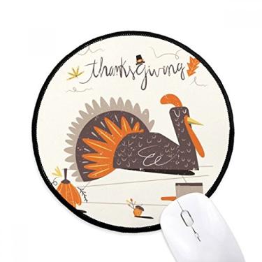 Imagem de DIYthinker Tapete de mouse abstrato dia de ação de graças padrão de peru desktop escritório tapete redondo para computador