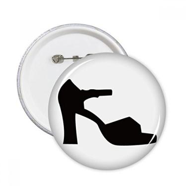 Imagem de Salto alto feminino padrão contorno preto pinos redondos crachá botão emblema decoração acessório 5 peças