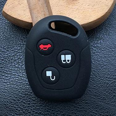 Imagem de YJADHU Capa de chave de carro masculina feminina de silicone concha de 3 botões controle remoto, apto para Ford Focus Mondeo Festiva Fusion Suit Fiesta Ka, preto