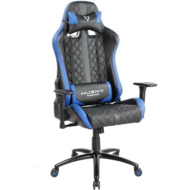 Imagem de Cadeira Gamer Husky Gaming Hailstorm, Preto E Azul, Com Almofadas, Rec