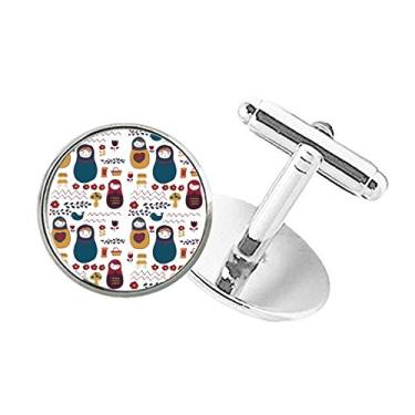 Imagem de DIYthinker Russia Dolls Flower Poster Russian Matryoshka botão redondo abotoaduras com clipe de punho