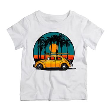Imagem de Camiseta Infantil Branca Carro Fusca Tropical Praia Surf Prancha (2)