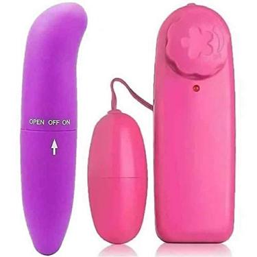 Imagem de Vibrador Ponto G Roxo e Bullet Estimulador Rosa Massageador Feminino