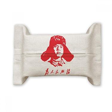 Imagem de Lei Feng Serve People Red China Suporte de capa de papel para lenços faciais Saco de linho de algodão