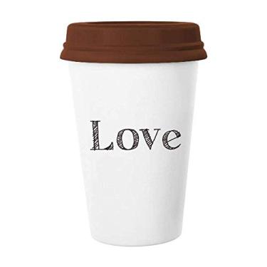 Imagem de Caneca de cerâmica com citação inspiradora Love Word para o dia dos namorados, copo de café