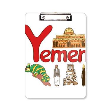 Imagem de Yemen National Symbol Landmark Pattern Prancheta pasta bloco de escrita placa de apoio A4