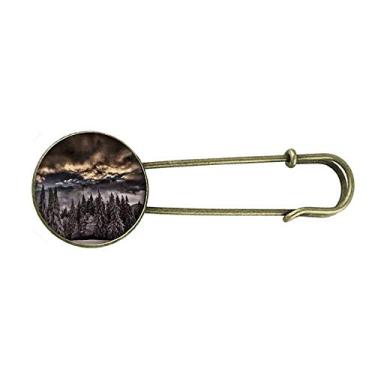 Imagem de Céu de pinheiro branco céu escuro Art Deco presente moderno broche de metal retrô joias