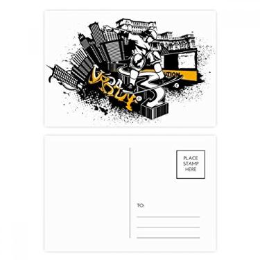 Imagem de Conjunto de cartões postais de inverno para esqui e esboços de cidade, cartão de felicitações de aniversário