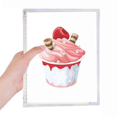 Imagem de Caderno de sorvete rosa sabor cereja doce folhas soltas diário recarregável artigos de papelaria