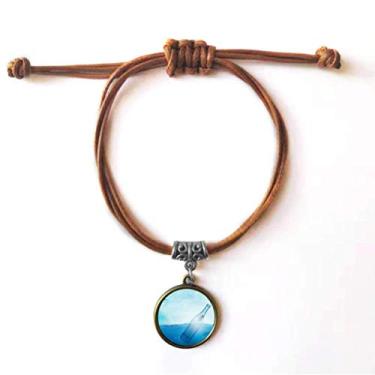 Imagem de DIYthinker Pulseira de couro com corda de couro com garrafa de vidro do oceano, joia marrom presente