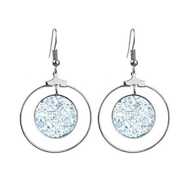 Imagem de Brinco azul físico com tabela de mecânica eletromagnética pendente joia círculo gota