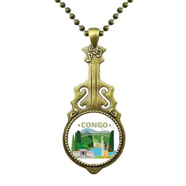 Imagem de DIYthinker Colar de construção de estátua da cidade do Congo, joia antiga com pingente de música