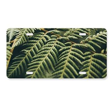 Imagem de DIYthinker Placa de carro para decoração de carro com foto de plantas de folhas, acessório de aço inoxidável