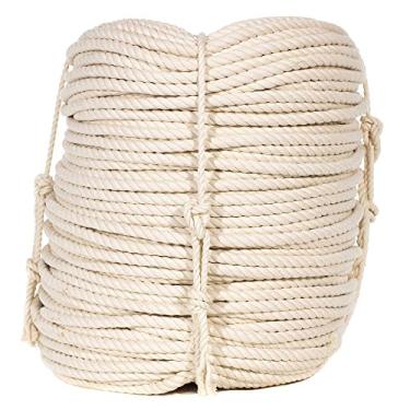 Imagem de Corda 100% algodão natural branco torcido – Artesanato, Decorações – 3/16, 7/32, 1/4, 5/16, 3/8, 5/8, 3/4, 1, 1 1/4, 1 1/2 polegadas de diâmetro – 10, 25, 50, 100, 300 pés de comprimento, 1.25in X 300ft
