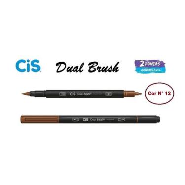 Imagem de Caneta Pincel Cis Dual Brush Pen Aquarelável 12 Marrom